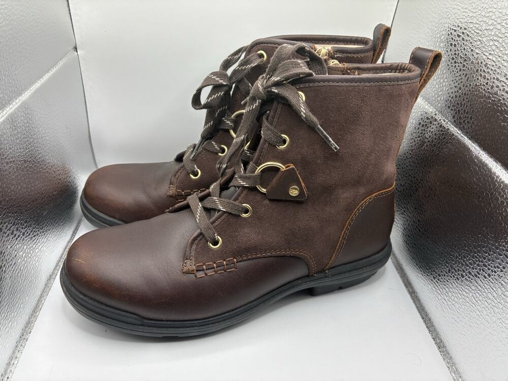 UGG Womens 8 Hapsburg Hiker Brown Waterproof Leather Suede Lace Up Ankle Boots